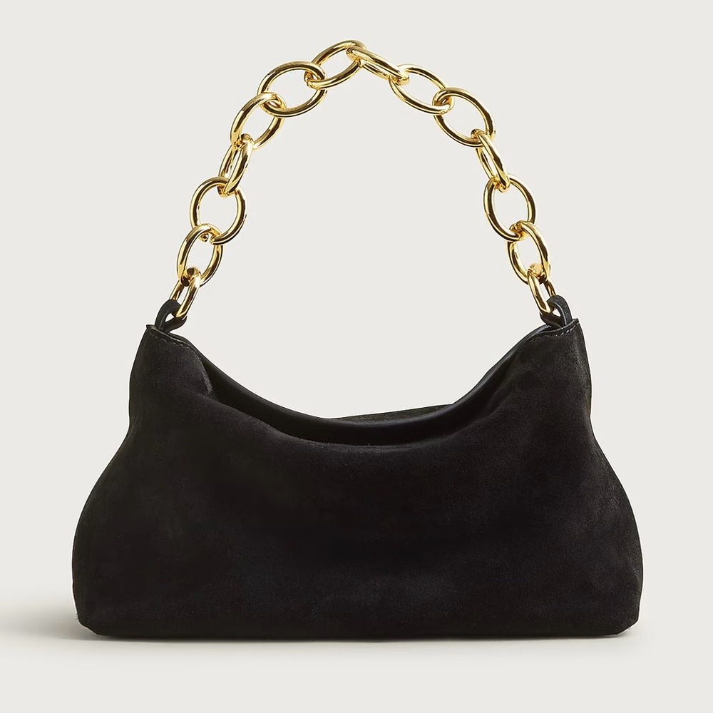 J. Crew Berkeley small chainlink shoulder bag in black suede - Picture 3 of 4